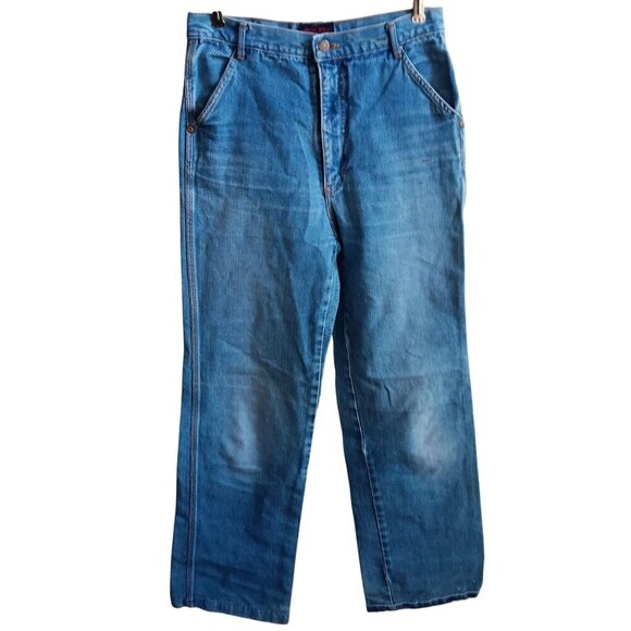 Vintage 29x33 Mens High Rise Brittanica Bootcut Embroidered Disco Denim Jeans - Picture 2 of 8